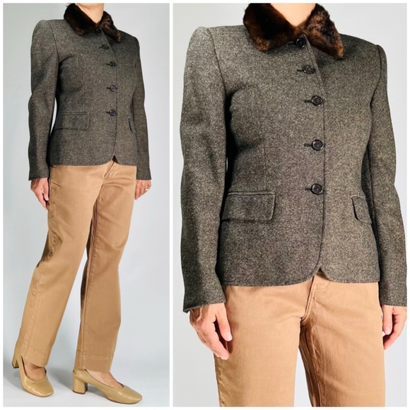 Lauren Ralph Lauren Jackets & Blazers - Get Lauren Ralph Lauren Womens Blazer Lambs Wool Faux Fur Collar Brown Size 6